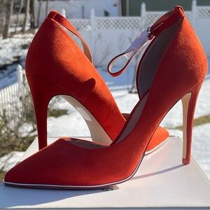 Women's Exerina Orange Pointed Ankle Strap Heels